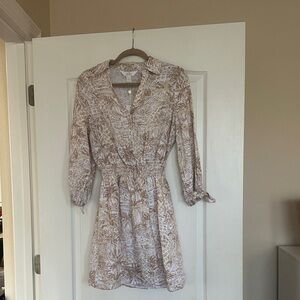 Lilly Pulitzer Tan and White Long Sleeve Dress